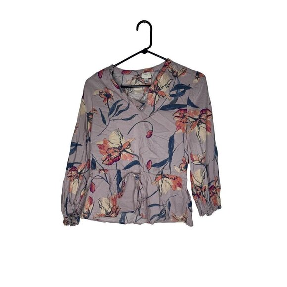 A New Day Cotton Blend Floral Long Sleeve Top S - Picture 1 of 4